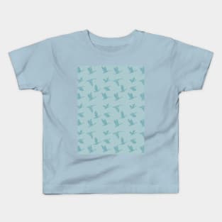 Flying Birds Pattern Blue Kids T-Shirt